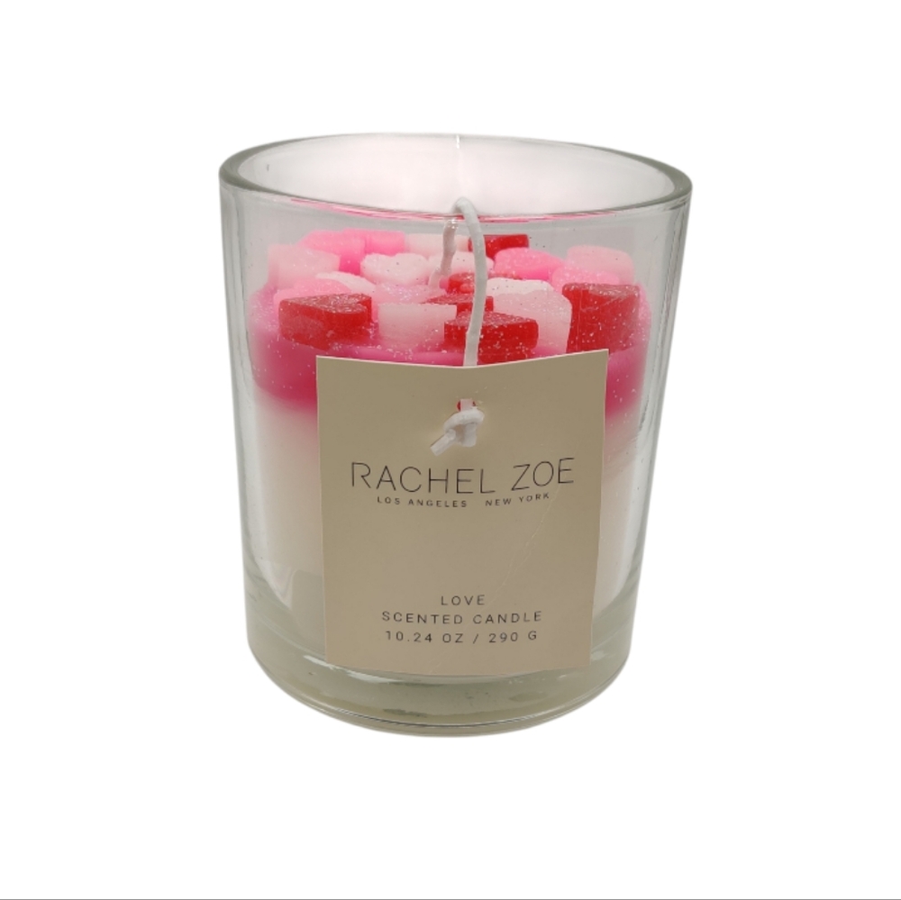 Rachel Zoe Love Scented Candle Red and Pink Glitter Hearts  10.24 ozs